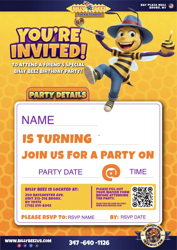 Billy Beez birthday party invitation