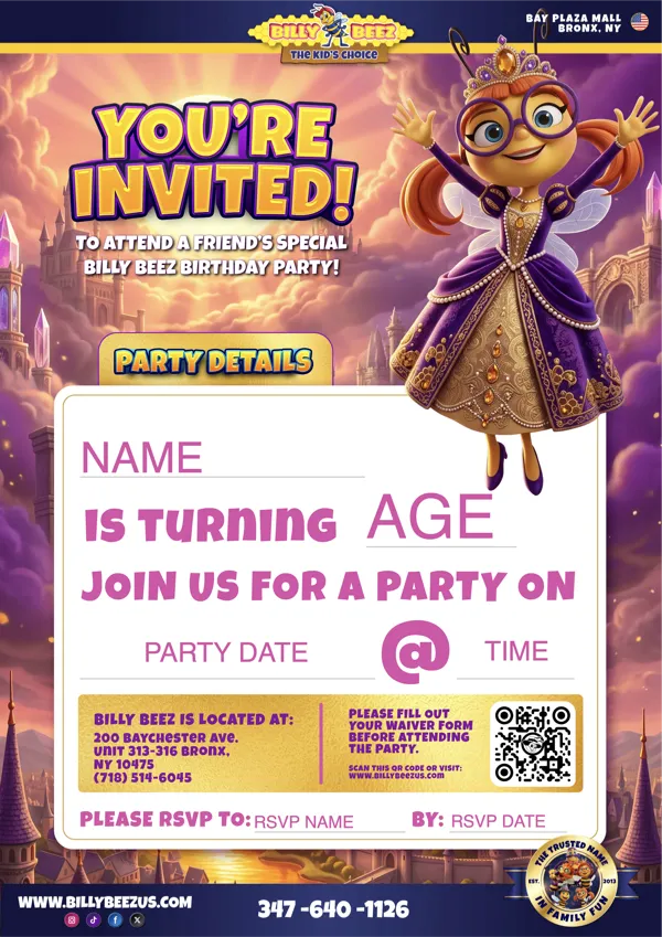 Billy Beez princess party invitation