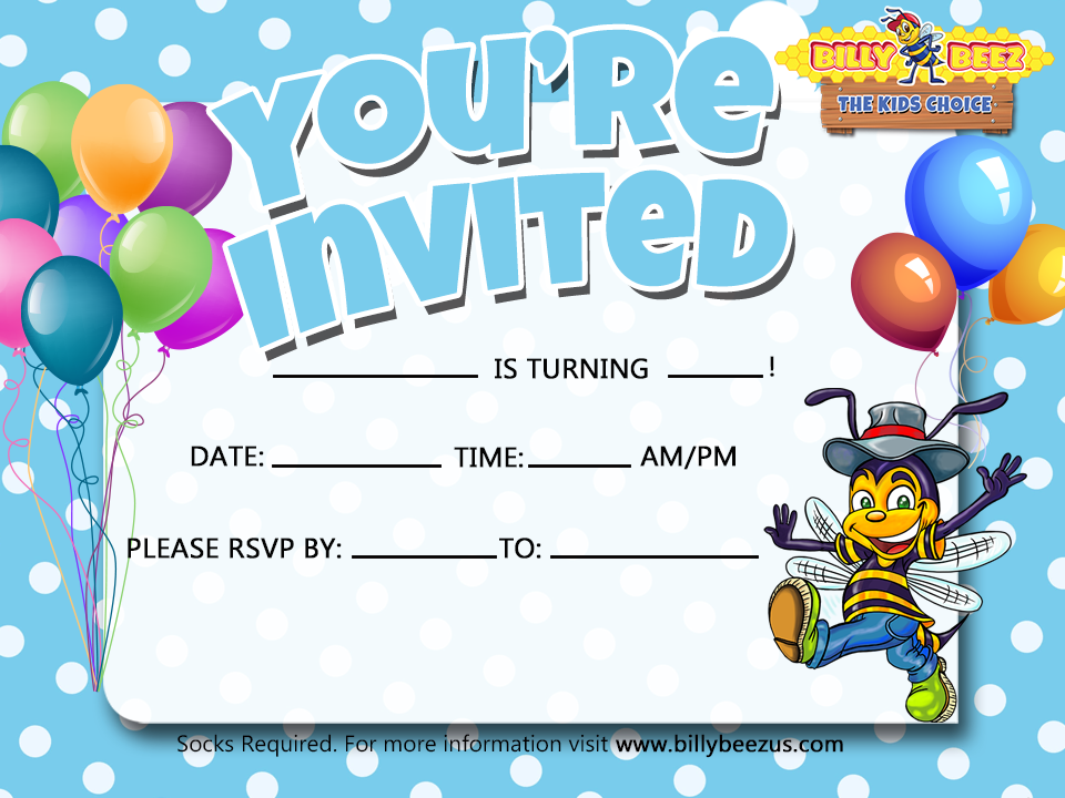 Billy Beez The Kids Choice You're Invited (Boy/Blue Invite)