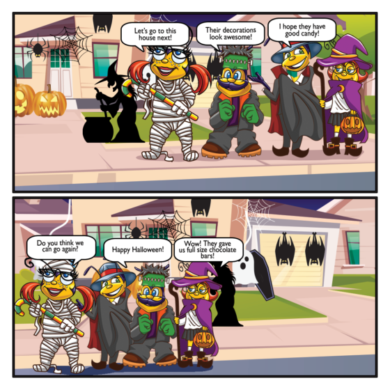saturday cartoon of the beez trick or treating