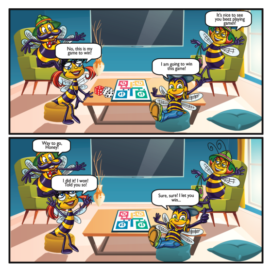 Saturday Cartoon: The Beez have a game night and Honey wins!