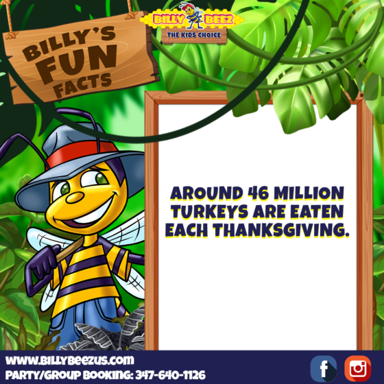 Billy's Fun Facts: Around 46 million turkeys are eaten each Thanksgiving. www.billybeezus.com Party/Group Booking: 347-640-1126