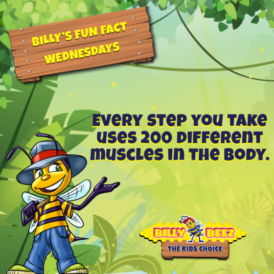 Billy's Fun Fact Wednesdays: Every step you take uses 200 different muscles in the body. 