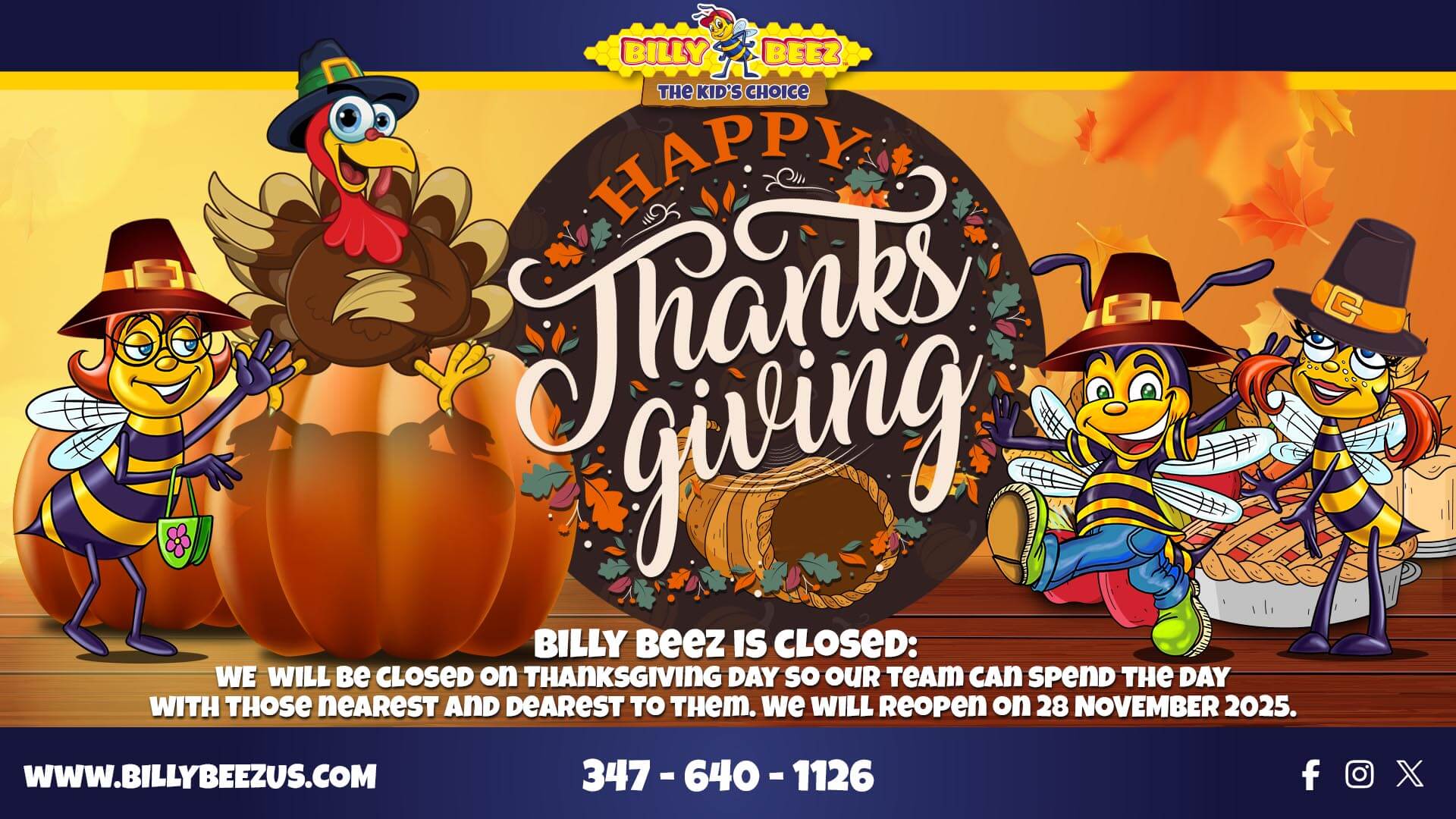 Billy Beez closed for Thanksgiving