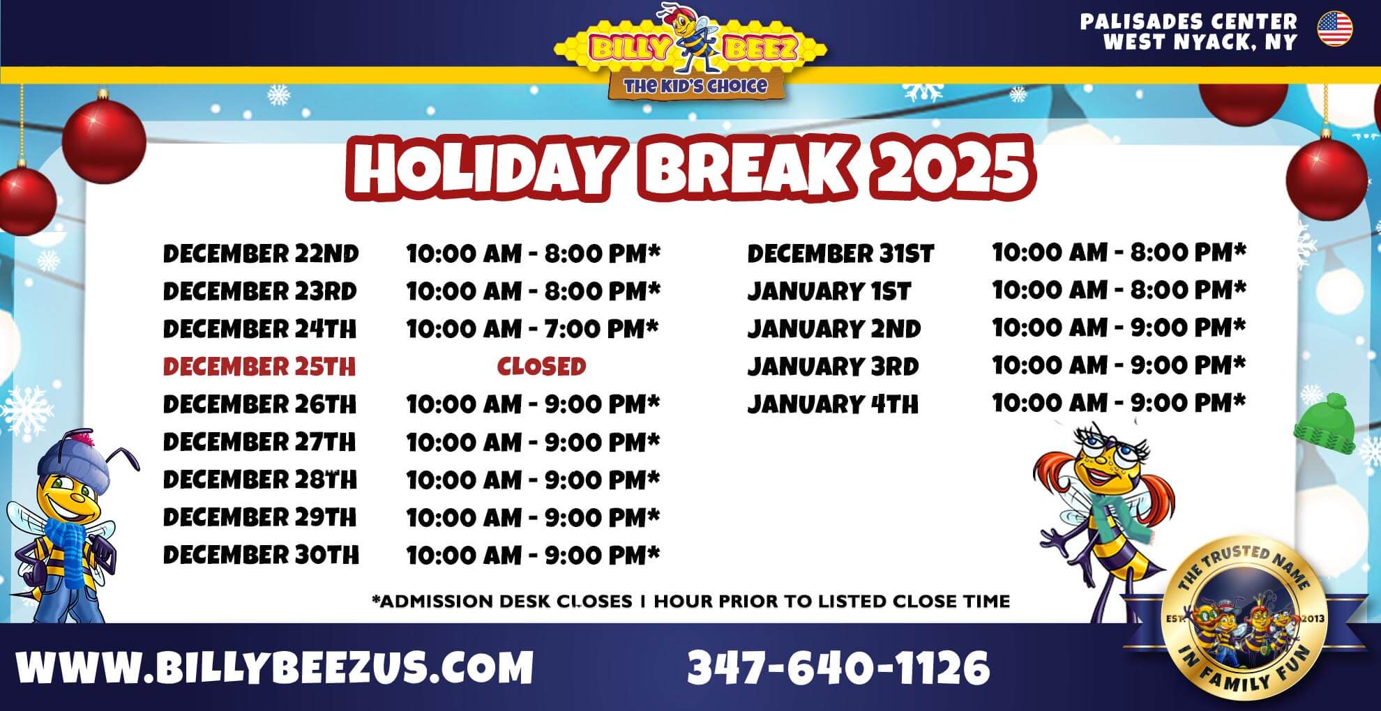 PAL Extended holiday hours