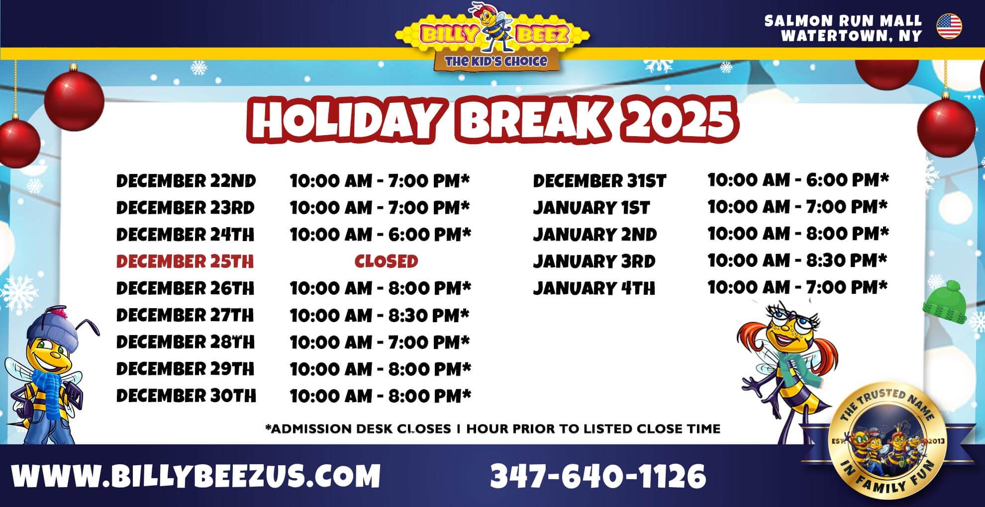 Salmon run holiday hours