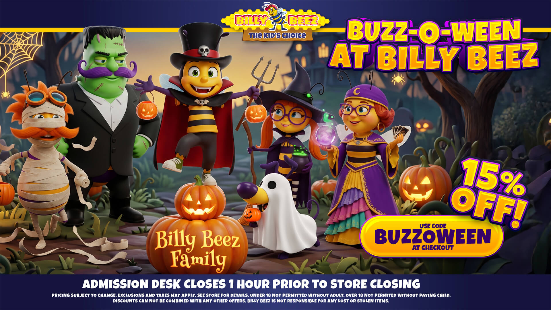 15% OFF Admission using code BUZZOWEEN